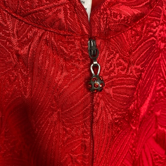 Laura Ashley Mock Neck Floral Embroidered Zip Blazer Jacket Women’s Size Small - Picture 3 of 6